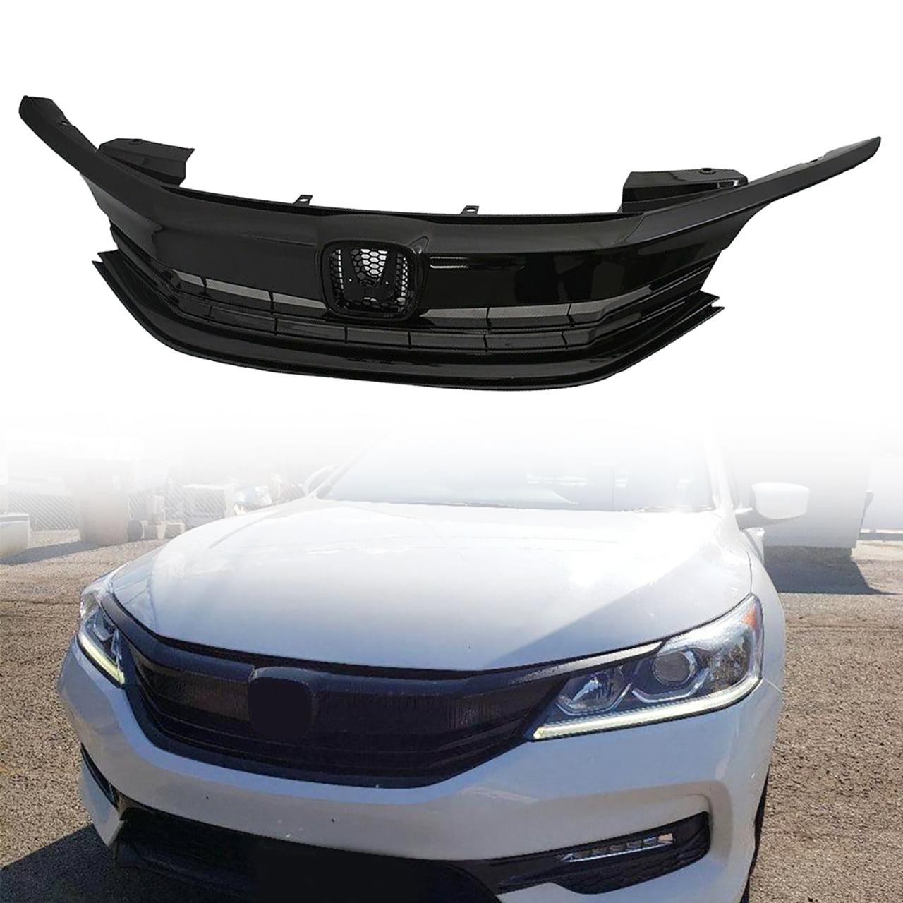 Evan-Fischer Front Bumper Grille Compatible with 2016-2017 Honda Accord Textured 