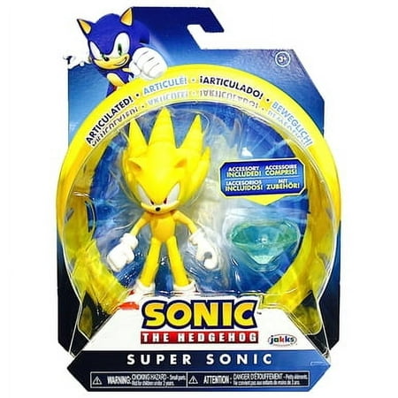 Super Sonic with Blue Chaos Emerald Sonic the Hedgehog Action Figure 4"