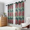 thumbnail image 2 of Yayeee Window Curtains Light Filtering 63"x52" Grommet Panel Pair Home Living Room Decor, Red Christmas Poinsettias, 2 of 7
