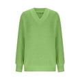 thumbnail image 4 of Women's Long Sleeve Sweatshirt Solid Color Pullover V-neck Sweater Casual Basic Fall Clothes Outfits Fashion Winter Clothing, 4 of 6