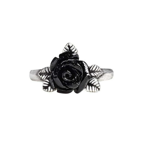 Alchemy Gothic R237L Token of Love Rose Leaves Ring - Size 6