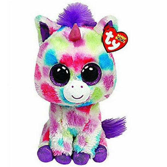 TY Beanie Boos - WISHFUL the Unicorn (Glitter Eyes) (Medium 9" Plush)(BONUS 1 FUN CHOPS & 1 ZIPPER BRACELET)
