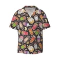 thumbnail image 4 of Uemuo Milk Tea Pattern Cotton Linen Short Sleeve Shirts,Casual Lightweight Button Down Shirts,Vacation Beach Summer Tops-4X-Large, 4 of 7