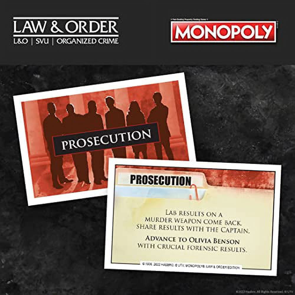 MONOPOLY: Law & Order | Buy, Sell, Trade Spaces Featuring Olivia Benson, Jack McCoy, Elliot Stabler, and more | Collectible Classic Monopoly Game | Officially-Licensed Law and Order Game & Merchandise