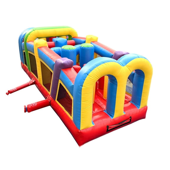 Pogo Bounce House Crossover Inflatable Obstacle Course with Blower, 20 ft