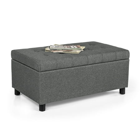 Homebeez Fabric Storage Ottoman Bench Foot Stool Footrest Gray