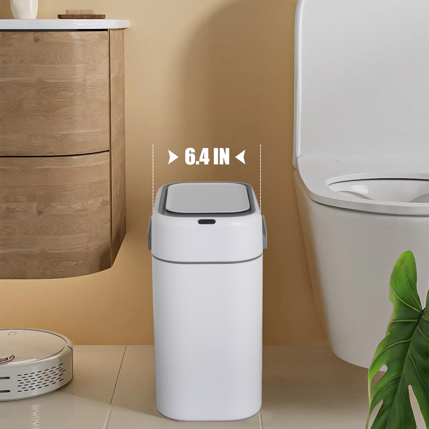 CL.HPAHKL 2.2 Gallon Smart Touchless Motion Sensor Trash Can, Automatic Garbage Bin with Lid, Small Slim Garbage Can, Waterproof for Bathroom, Bedroom, Office (2, White)