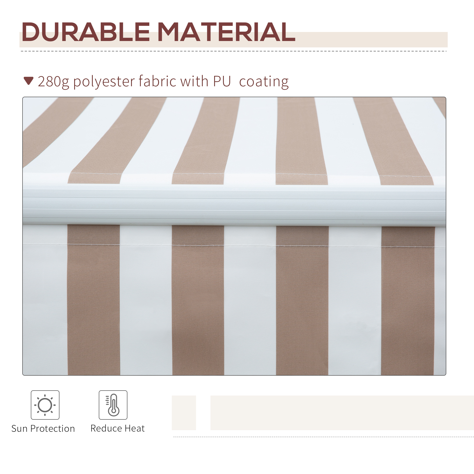 Outsunny 12' x 8' Retractable Awning Patio Awnings Sun Shade Shelter with Manual Crank Handle, 280g/mÂ² UV & Water-Resistant Fabric and Aluminum Frame for Deck, Balcony, Yard, Beige - image 3 of 9