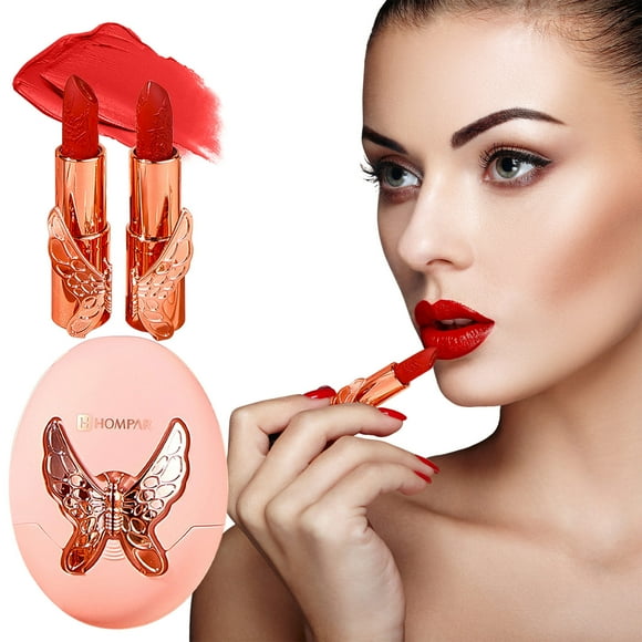 EGNMCR Lipstick Luxury Pet Leather Bag Lipstick Gift Box Set 2 Lipsticks Lipstick Lipstick