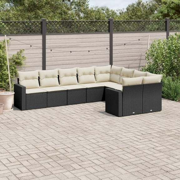 vidaXL Garden Sofa Set Black PE Rattan Large Modular Garden Sofa Set
