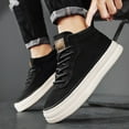 thumbnail image 3 of Platform Running Shoes foe Men Vintage Suede Flat Lace Up Skate Shoes Casual Non Slip Lightweight Sneakers Black Size 8.5, 3 of 8