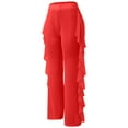 thumbnail image 5 of Tanghaowl Women's Pants, Women Mesh Ruffle Trim Cover Up Pants Beach Wrap Bikini Shiny Covers For Swimwear Casual Red M, 5 of 6