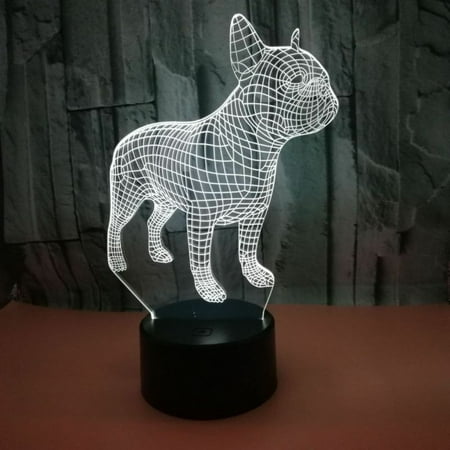 

Acrylic+ABS Cute Dog 3D LED Night Lamp 7 Colors Changing Red/Green/Blue/Yellow/Cyan/Pink/White USB Hologram Decor Lamp Table Desk