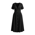 thumbnail image 6 of IUYRTFE Women's V Neck Button Down Midi Dress Short Sleeve Lightweight Casual Summer Flowy Dress with Pockets, 6 of 6
