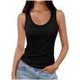 thumbnail image 3 of Wlynlyn Womens Plus Size Tank Tops Casual Summer Round Neck Sleeveless Solid Color Plain Camisole Tops, 3 of 6