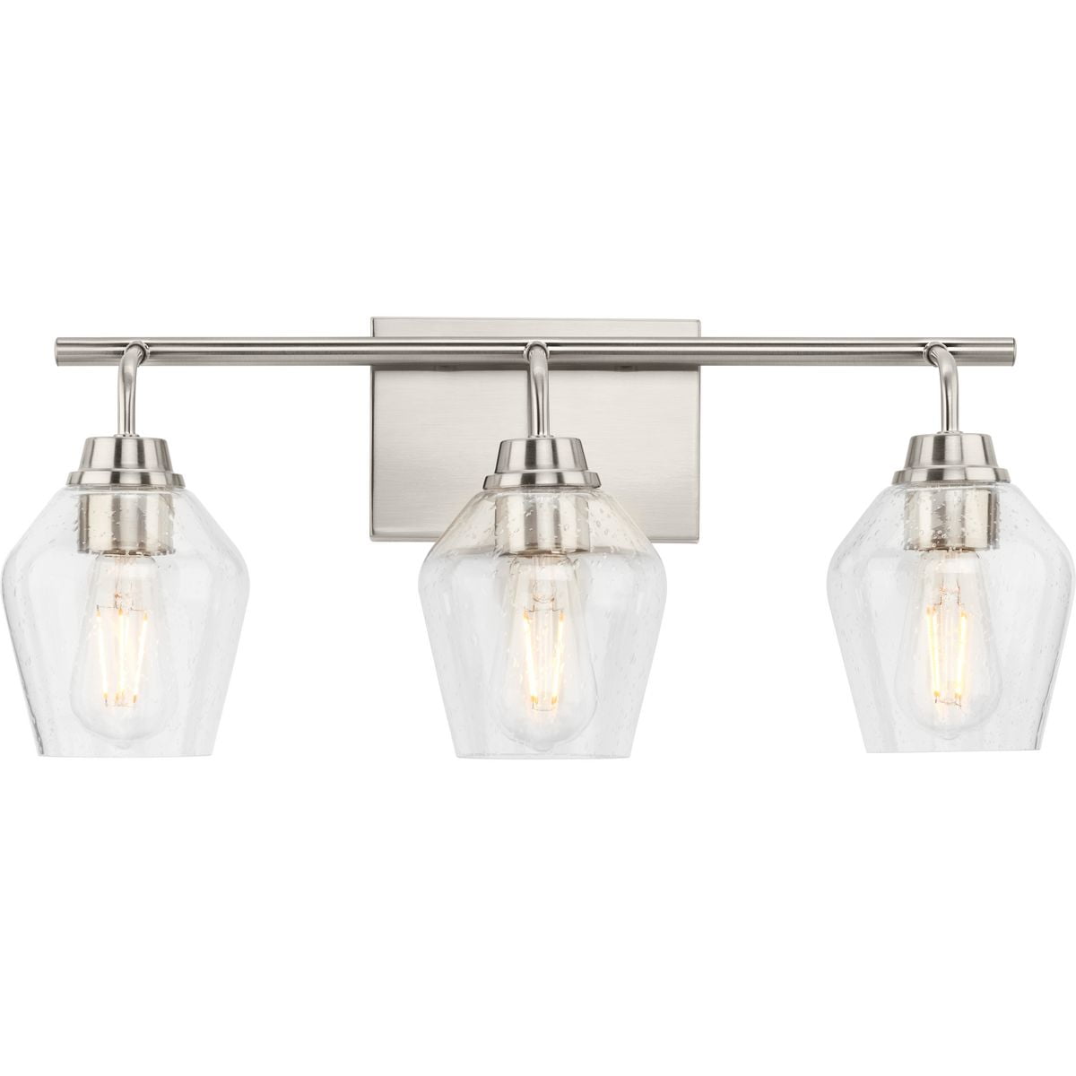 Avec Adalyn Collection 3-Light Brushed Nickel Dimmable Vanity Light with Clear Glass Shades