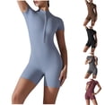 thumbnail image 2 of Vhkiploz Running Jumpsuit For Women Solid Color Zipper High Neck Summer Rompers Active Workout Yoga Gym Cami Overall Biker Shorts Outfits Exercise Jumpsuit, 2 of 7