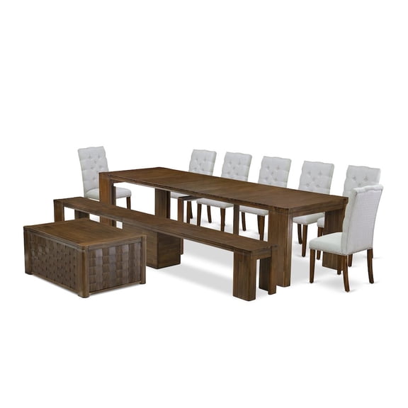 Luxe by East West Furniture 10 Pieces Extendable Dining Set Includes a Rectangle Kitchen Table
