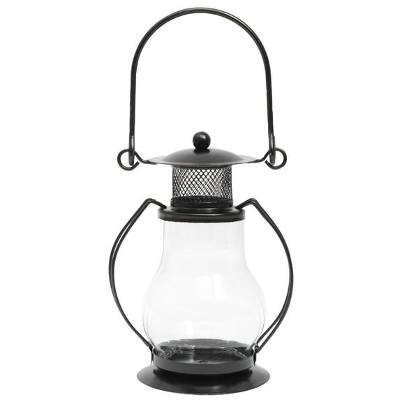 Oraceous Retro Iron Candlestick Small Handle Candlestick Desktop Ornament for Home Store (Black)