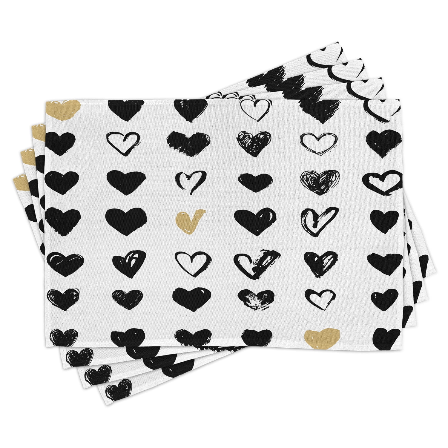 Love Placemats Set of 4 Small Heart Icons Let Me Love You Stylized