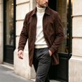 thumbnail image 6 of WIZUTIZ Men's Suede Mid Length Trench Coat Full Zip Stand Collar Jacket with Pockets Fall Winter Fashion Outerwear, 6 of 8