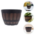 thumbnail image 4 of Brown Plastic Barrel Planter for Home Garden Use with Vintage Design and Durable Construction 2 Pcs, 4 of 8