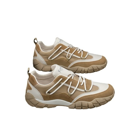 

SIMANLAN Men Casual Shoes Work Sneakers Round Toe Trainers Mens Lightweight Flats Lace Up Walking Shoe Khaki 8
