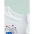thumbnail image 6 of Independence Day Outfits Baby Boy Girl Short Sleeve Letter Romper + Star Stripes Print Shorts Outfits Set, 6 of 8