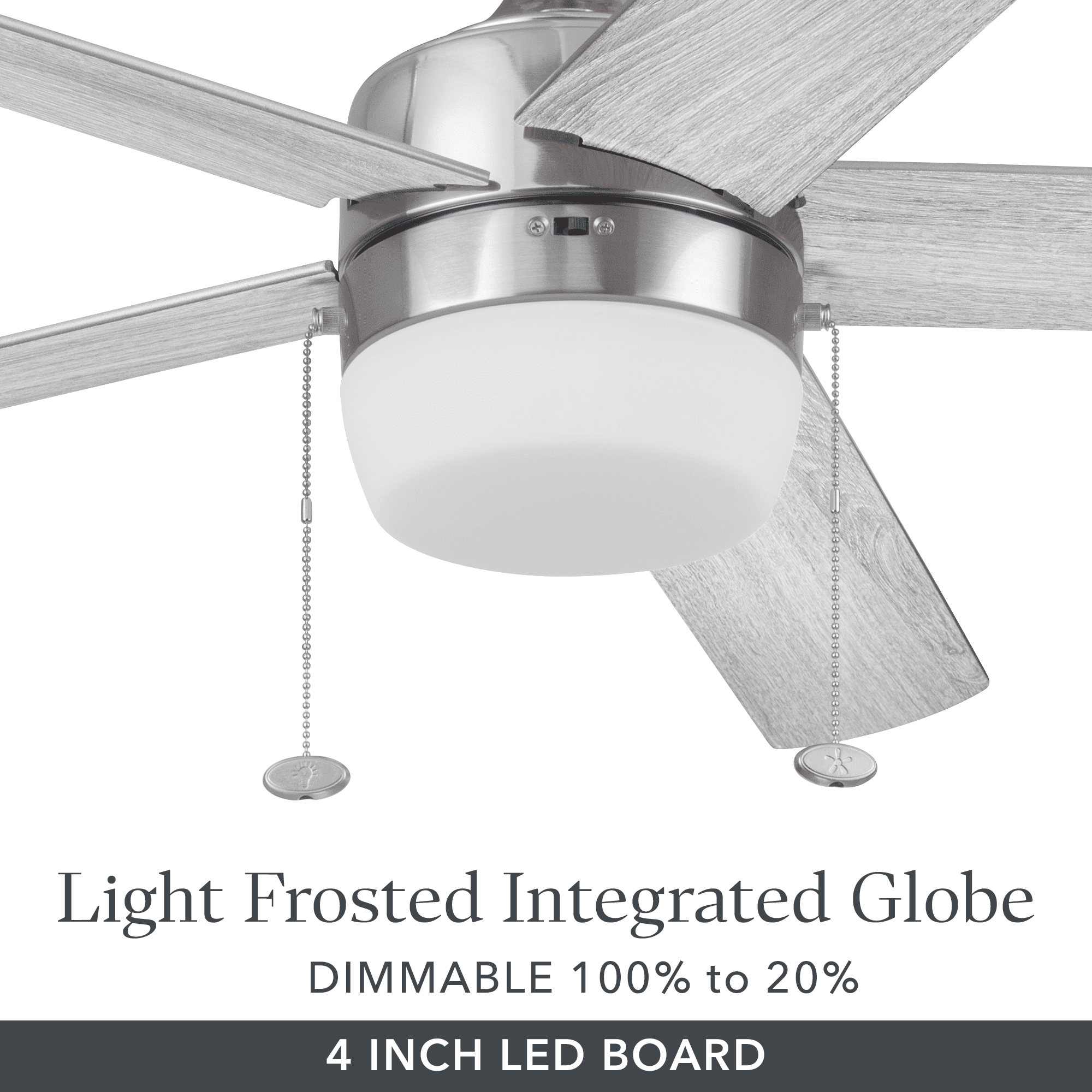 Better Homes & Gardens 52" Pearce Modern Nickel Indoor Ceiling Fan with Light, Adjustable Color Temperature & Reverse Airflow
