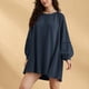 thumbnail image 5 of Vestido Mujer Casual Corto Color Sólido Cuello Redondo Traje Diario Básico Ygjytge Azul marino T XL para Mujer, 5 of 7