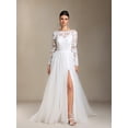 thumbnail image 1 of Vestido de novia Gilda Maxi de manga larga con encaje y malla, 1 of 6