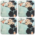 thumbnail image 1 of Vinyl Drink Coasters - Set of 4 - Hokusai: Hisbiscus & Sparrow, 1 of 3