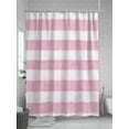 thumbnail image 5 of Fsddascl Pink Striped Shower Curtain Set - 48" x 72" Washable Bathtub Curtain with 12 Hooks, Farmhouse Vintage Stripes Waterproof Fabric Stall Shower Curtains for Bathroom/Bathtub Décor, 5 of 6