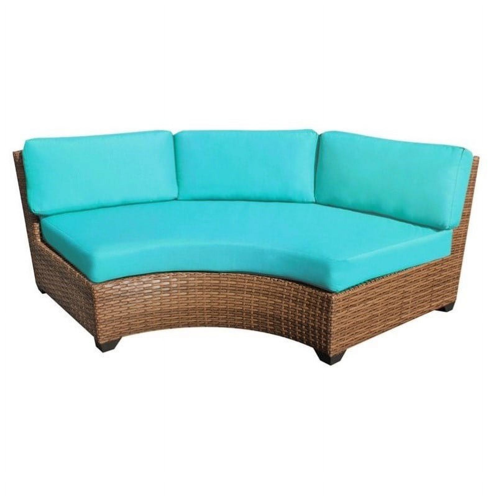 Set of 2 Outdoor Wicker Curved Sofa and Coffee Table in Aruba Blue - image 2 of 5