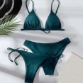 thumbnail image 2 of EHQJNJ Black Bikini Ladies Solid Color Strap Bikini Three Point Swimsuit, 2 of 3