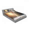 thumbnail image 3 of Outer Space Bedding Set with Sheet & Covers, Moons Universe View from the Earth's Surface Galaxy Theme Art Print, Printed Bedroom Decor 2 Shams, 4 Sizes, Brown Yellow White, by Ambesonne, 3 of 3