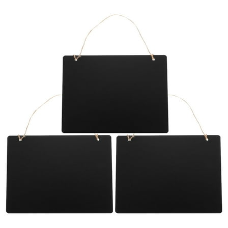NICEXMAS Wooden Chalkboard Plaque Black Reversible Design for Messages and Reminders 3Pcs