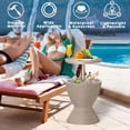 thumbnail image 7 of Outdoor Resin Side Table with Built-in Cooler - Adjustable Height Drink Table for Patio & Garden, Weatherproof (Shallow Coffee, 19.06×19.06×22.64"), 7 of 7