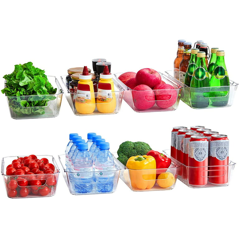 HOOJO Refrigerator Organizer Bins - 8pcs Clear Plastic Bins For Fridge,  Freezer, Kitchen Cabinet, Pantry Organization, BPA Free Fridge Organizer