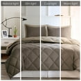 thumbnail image 7 of 3pcs Brown King Size Comforter Set, All Season Bed Set with Two Shams, Lightweight Reversible Diamond Quilting Bedding, Soft, Fluffy, 7 of 7