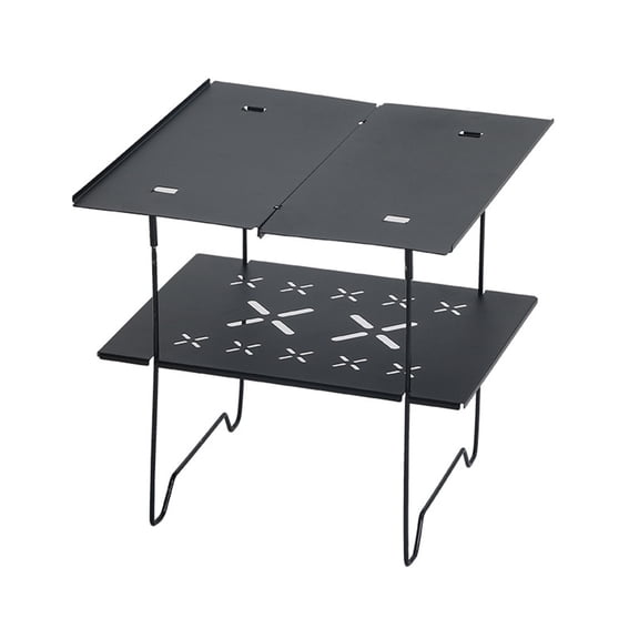 BIBABLYKE Portable Folding Camping Table with Double Layer and Aluminum Top, Light Weight Outdoor Picnics Desk Folding Camp Table
