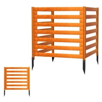 Air Conditioner Fence Panels with 4 Metal Stakes, 3 Panels Outdoor Wood Privacy Screens (36"), Wooden Brown Equipment Enclosure for Garden, Patio, Backyard, Pool, Outside