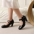 thumbnail image 5 of SACFOF Women's Low Kitten Heel Mary Jane Oxfords Pumps Comfortable Ankle Strap Dress Shoes with Bow, 5 of 6