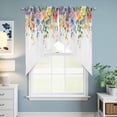 thumbnail image 6 of Pink Spring Flower Kitchen Window Curtains, Swag Curtains Valance for Bedroom Living Room Bathroom, Pastoral Floral Leaves Country Rustic Rod Pocket Window Curtain Block Drapes 2 Panels 28"x36", 6 of 9