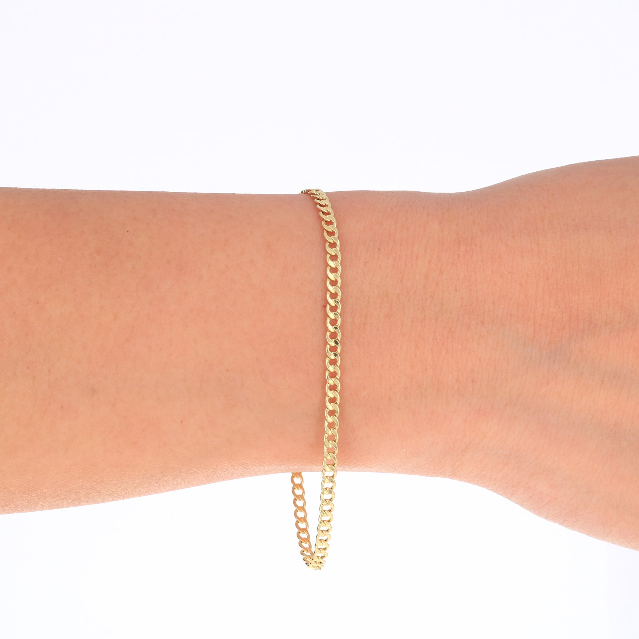 Nuragold 10k Real Yellow Gold Cuban Curb Link 2.5mm Chain Bracelet or Anklet (7"-9") Italian Jewelry for Men & Women