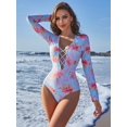 thumbnail image 6 of Charmo V Neck Rash Guard for Women One Piece Bathing Suits Tummy Control Long Sleeves Monikini Swimsuit, 6 of 6