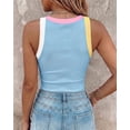 thumbnail image 4 of ChicMe Womens Color Block Built in Bra Tank Tops Sleeveless Padded Casual Shirts Racerback Ribbed Tank Top Lighted Blue-M, 4 of 9