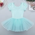 thumbnail image 4 of Sinleey Kids Girls Sparkle Ballet Dance Tutu Dress Short Sleeve Gymnastics Leotard Ballerina Dance Costume Mint Green 4-5, 4 of 7