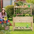 Raised Garden Bed with Trellis, 41.5x16x54in Mobile Elevated Planter