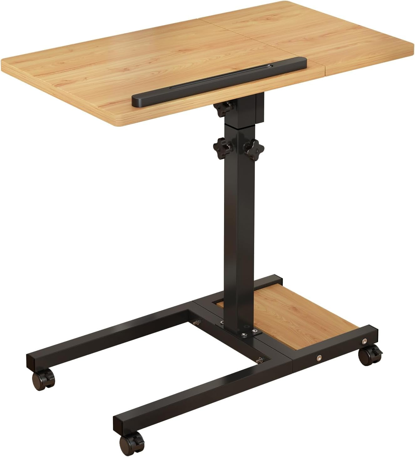 Mobile Adjustable Height Laptop Stand PC Computer Portable Notebook Swivel Laptop Desk Rolling Table Desk Cart Tiltable with Wheels Casters& Mouse Pad Table